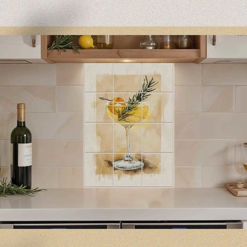 セラミック製バックスプラッシュ - BAR TILE MURAL - Tempera Art Design - カスタマイズ可能 / 耐熱性 / アンチスクラッチ