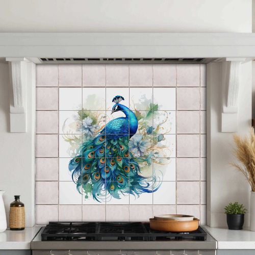 セラミック製バックスプラッシュ - PEACOCK  - Tempera Art Design - 大理石 / 磁器製 / 動物柄