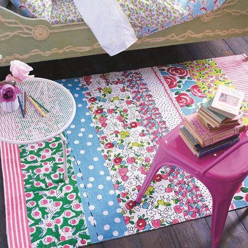 現代風絨毯 - DAISY STRIPE PEONY - DESIGNERS GUILD - 柄付き / コットン / 長方形