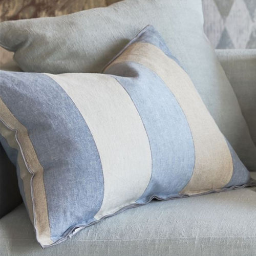 長方形クッション - BRERA GESSATO - DESIGNERS GUILD - 縞模様 / リネン / 白色