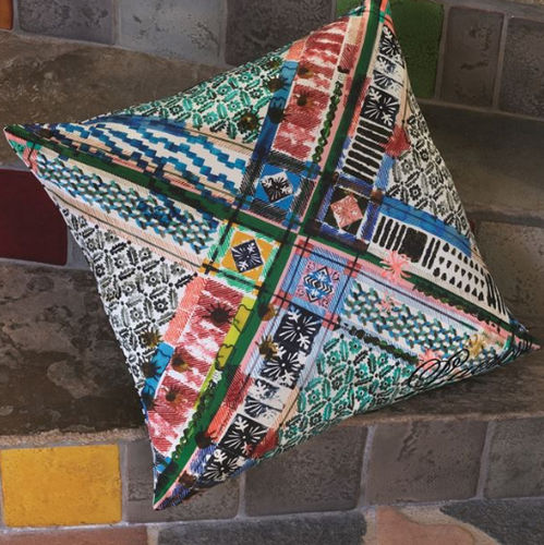正方形クッション - TALISMAN MULTICOLORE - DESIGNERS GUILD - 柄付き / コットン / 絹