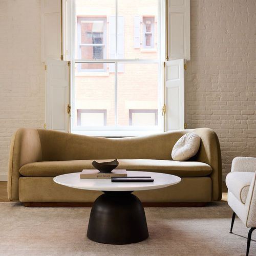 現代風ソファー - Kaufman - West Elm - 布製 / 肘掛け付き / 取り外しできるクッション付き