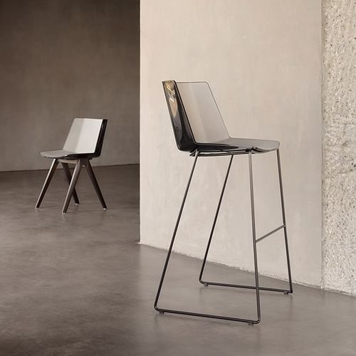 現代風バ－チェア - AÏKU  - MDF Italia - 屋内用 / ポリプロピレン製 / クロム鋼脚