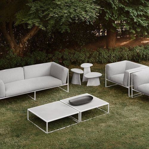 現代風ローテーブル - ARPA - MDF Italia - 陶磁器 / ステンレススチール脚 / 正方形