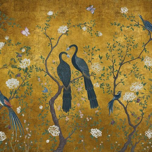 現代風壁紙 - EDO GOLD - Coordonné - ビニール製 / 動物柄 / 黄色
