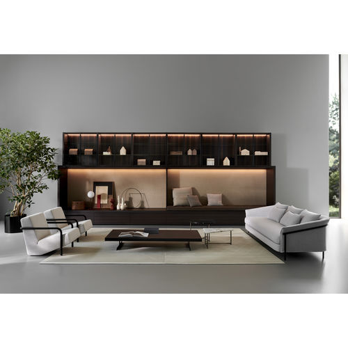 現代風テレビ用壁面ユニット - POLIFUNCTIONAL - Porro - 木製 / 漆木材 / Piero Lissoni 作