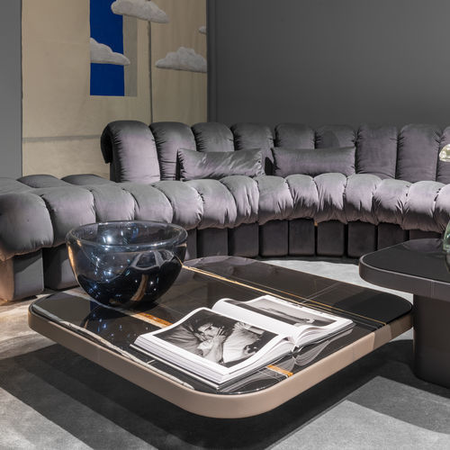 現代風ローテーブル - DS-3011 - de Sede AG - ガラス製 / 大理石 / 革製脚