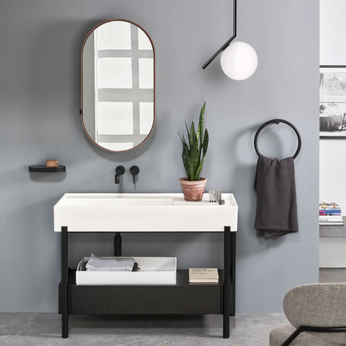 自立型洗面台 - PLINIO  - TALCO  ROVERE NERO - Ceramica Cielo/チエロ - 木製 / セラミック製 / 金属製