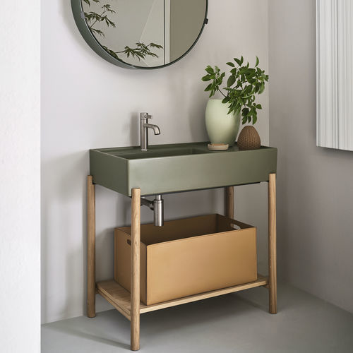 自立型洗面台 - PLINIO 85 - AGAVE/ROVERE NATURALE - Ceramica Cielo/チエロ - 木製 / セラミック製 / 金属製