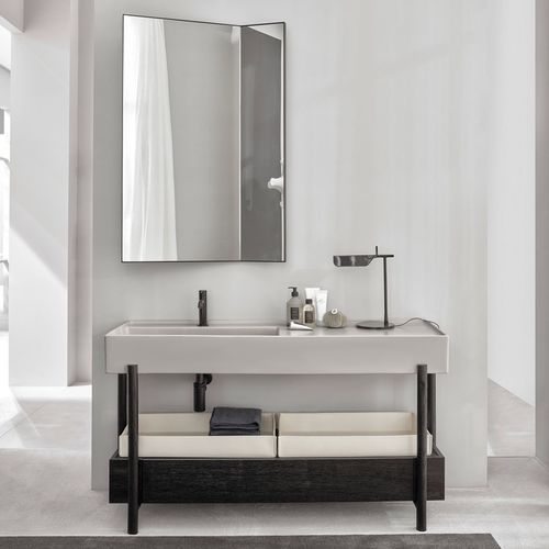 自立型洗面台 - PLINIO 140 - POMICE/ROVERE NERO - Ceramica Cielo/チエロ - 木製 / セラミック製 / 現代風