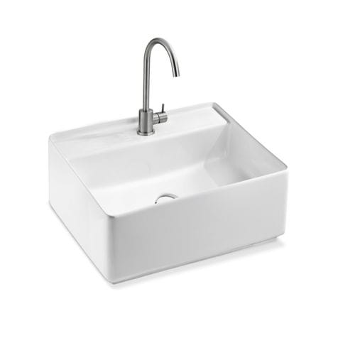 壁掛け式洗面器 - L648 - A. e T. ITALIA - セラミック製 / 正方形 / 穴1つ