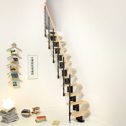 ストレート階段 - PIXIMA : MINI TUBE - FONTANOT - ALBINI & FONTANOT - 木製ステップ / 金属フレーム / 現代風
