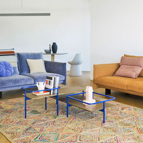 現代風ローテーブル - DUPLEX - SANCAL - 突板 / 金属製 / 長方形