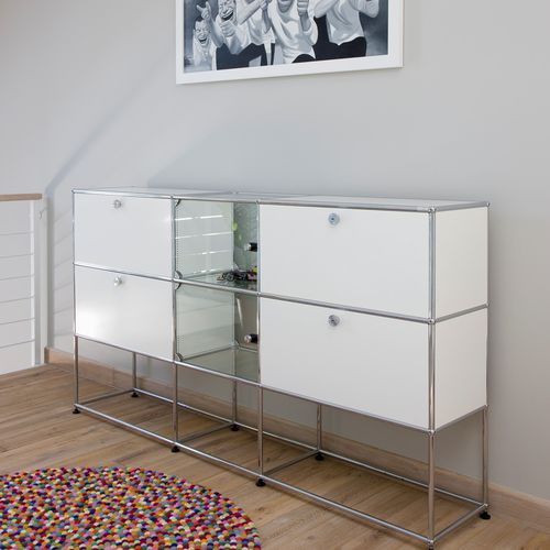長脚サイドボード - USM Haller - USM Modular Furniture - 現代風 / 金属製 / ガラス製