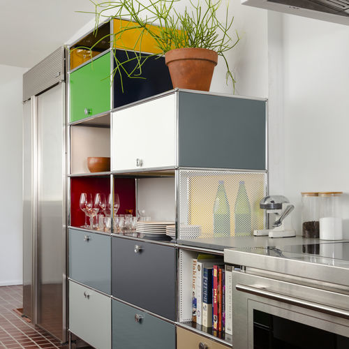 現代風キッチン用戸棚 - USM Haller E - USM Modular Furniture - ステンレススチール