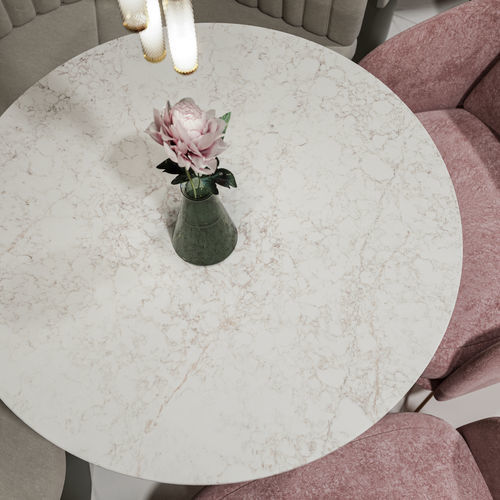 Silestone®製テーブルトップ - Rivière Rose - Cosentino/コセンティーノ - 白色