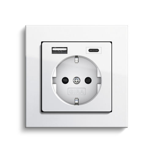 電流コンセント - SCHUKO USB A &amp; C - Gira - USB接続 / 3つ / 壁取り付け式
