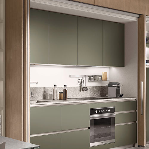 現代風キッチン - BOXI - SCAVOLINI - 突板 / 石製 / ステンレススチール製