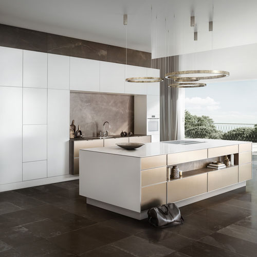 現代風キッチン - PURE : SE 3003 R - SIEMATIC - 木製 / アイランド / ハンドルなし