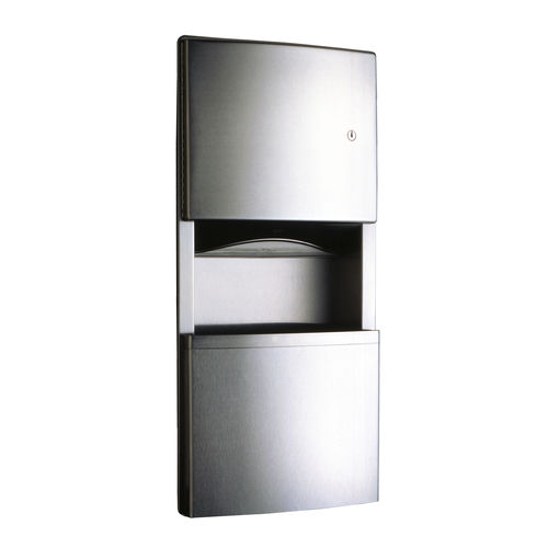 組み込み式ペーパータオルディスペンサー - B-4369 ConturaSeries® - Bobrick Washroom Equipment - ステンレススチール製 / ゴミ箱付き