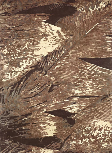 現代風絨毯 - H-TAUPE FEATHERS - TISCA ITALIA - 花柄 / ウール製 / ビスコース製