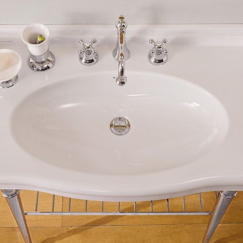 壁掛け式洗面器 - 5302 - Scarabeo Ceramiche - セラミック製 / 棚付き / 楕円形