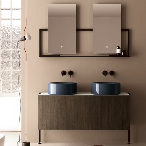 ダブル洗面台 - PICTURE: 3055 - Scarabeo Ceramiche - 壁掛け式 / 木製 / 金属製