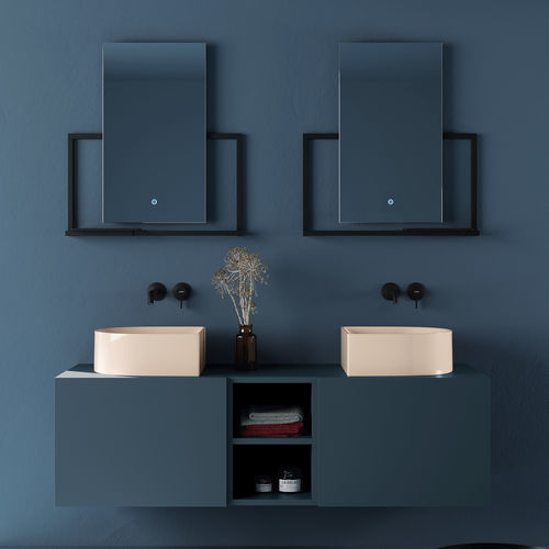 ダブル洗面台 - PICTURE: 3058 - Scarabeo Ceramiche - 壁掛け式 / 木製 / 金属製