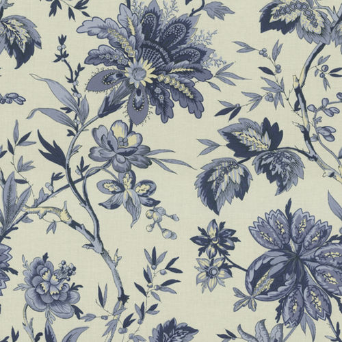張り地 - FELICITE INDIGO - WAVERLY Div. of Schumacher & Co. - 花柄 / コットン