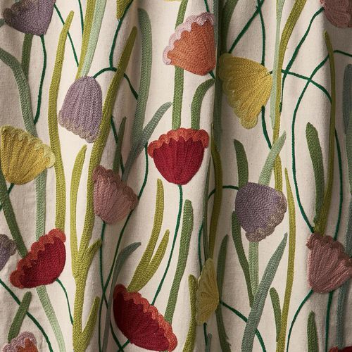 張り地 - DECO FLOWER EMBROIDERY - F. SCHUMACHER & CO. - カーテン用 / 花柄 / コットン
