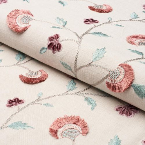 張り地 - IYLA EMBROIDERY  - F. SCHUMACHER & CO. - カーテン用 / 花柄 / リネン
