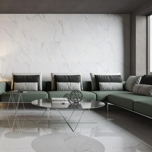 陶磁器タイル - CARRARA - PAMESA CERAMICA - 光沢 / 屋内用 / リビング用