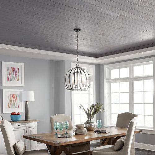石膏仮天井 - WOODHAVEN WOVEN CHARCOAL - Armstrong ceilings - USA - MDF / 薄板 / ダイニングルーム用