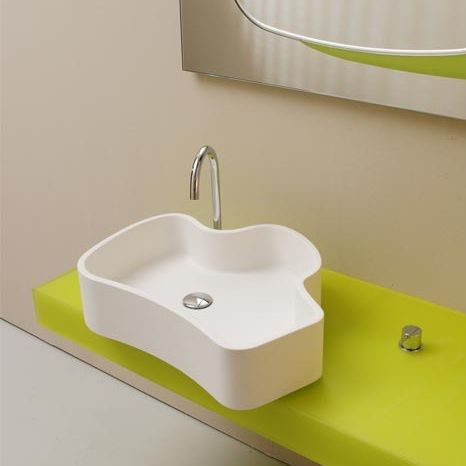 カウンタートップ型洗面器 - MYLOS  - Rapsel International Srl - CristalPlant® / 調整可能ミラー付 / 彫刻