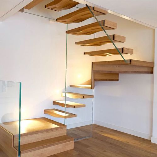 U字型階段 - WAVE BLOCK - Siller Stairs - オーク製ステップ / 家庭用 / 現代風
