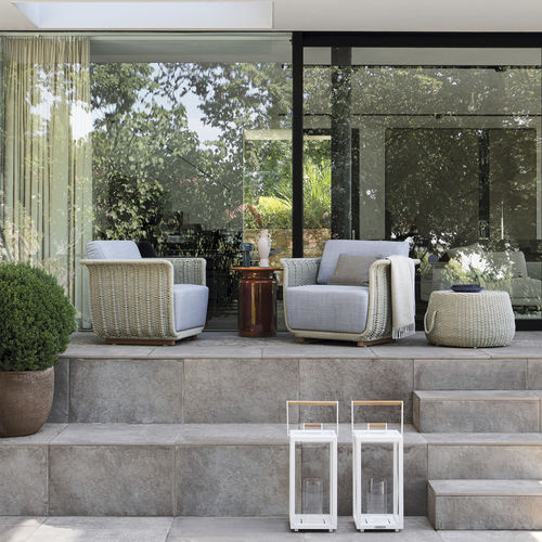 現代風アームチェア - BELLAGIO - Atmosphera - 布製 / チーク材 / 熱可塑性樹脂製