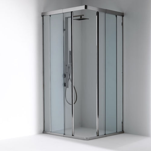 スライド式シャワースクリーン - OASI: 2 - Bianchi & Fontana - コーナータイプ / 硬化ガラス製 / 枠付き