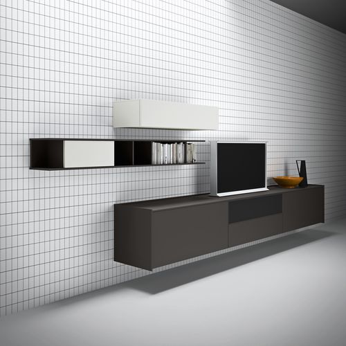 現代風テレビ用壁面ユニット - MAXIMA 01 - md house - 漆木材