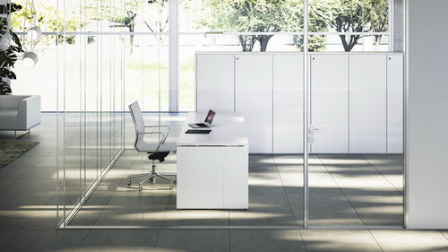床置きオフィス用間仕切り - I-WALLSPACE - Fantoni - ガラス製 / アルミニウム