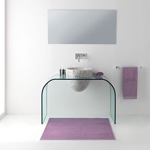 カウンタートップ型洗面器 - STONE DROPS - Effepimarmi - Riverstone®製 / 調整可能ミラー付 / 円形