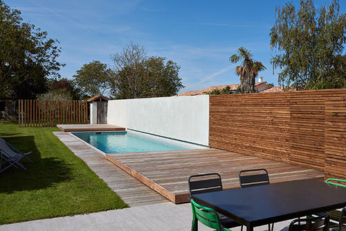 規定航路プール - PISCINE AVEC TERRASSE MOBILE PORTELLI - PISCINES CARRE BLEU - オーダーメイド / 室内 / 屋外用