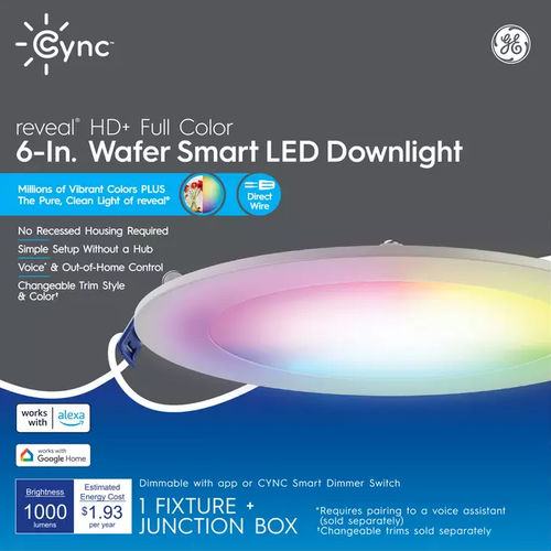 埋め込み式照明器具 - GE CYNC REVEAL HD+ - GE Lighting - LED RGBW / WiFi / 円形