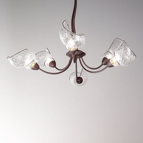 現代風シャンデリア - CHIOCCIOLA - Siru Lighting - 金属製 / 吹きガラス製 / 電球6個