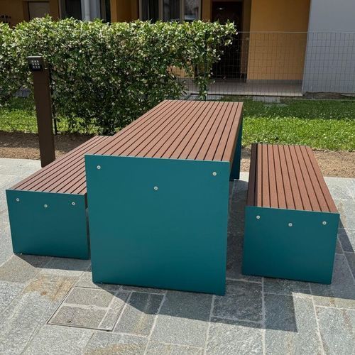 現代風ピクニック用テーブル - LENA TA - CITY DESIGN - 溶融亜鉛メッキ鋼製 / 木製 / 亜鉛めっき鋼脚