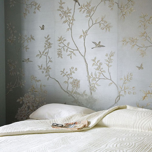 伝統的壁紙 - CHINESE WINTER GARDEN - Misha wallcoverings - 絹 / 花柄 / シノワズリー