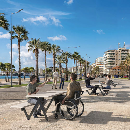 現代風テーブルベンチセット - AIR - B - METALCO - ペイントスチール製 / 高性能コンクリート製 / 屋外用