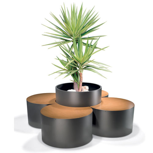 プランター付ベンチ - D-PLANTER - LAB23 - 現代風 / 木製 / スチール製