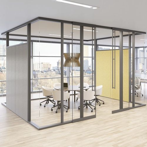 固定式仕切り - OPTOS - Teknion - ガラスパネル付き / 業務用 / オフィス用