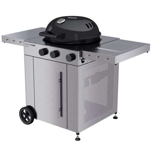 ガスバーベキューコンロ - AROSA 570 G PREMIUM STEEL - Outdoor Chef - キャスター付き / ステンレススチール / 収納付き