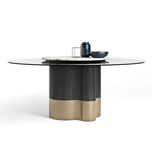 現代風ダイニングテーブル - MARYGOLD - Formitalia Group - ガラス製 / 起毛金属製 / 木製脚
